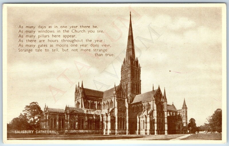 c1920s Salisbury, England Church Gothic Cathedral Valentine Phototype Clock A205