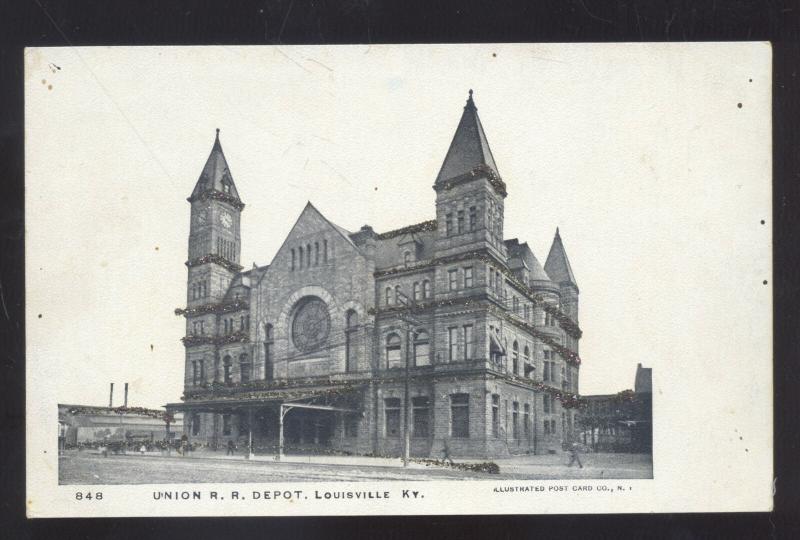 LOUISVILLE KENTUCKY UNION RAILROAD DEPOT TRAIN STATION KY VINTAGE POSTCARD