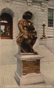 Vintage Postcard 1913 The Thinker High School Monument Haverhill Massachusetts