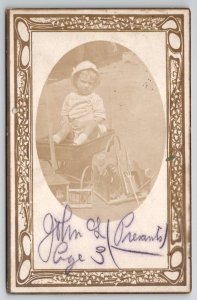 RPPC Little John In Wagon With His Birthday Presents 1913 Texas Postcard T21