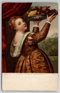 Girl with a Fruit Platter Renaissance Artist Titian Stengel Postcard L47