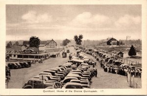 Postcard ON Callander Crowds at Quintland Home of Dionne Quintuplets ~1935 S96