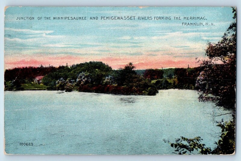 Franklin New Hampshire NH Postcard Junction Winnipesaukee Rivers Merrimac c1921