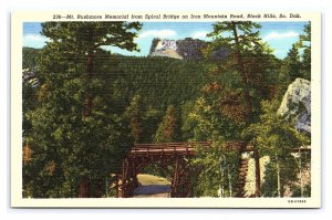 Mt. Rushmore Memorial Spiral Bridge Iron Mtn. Road Black Hills S. D. Postcard