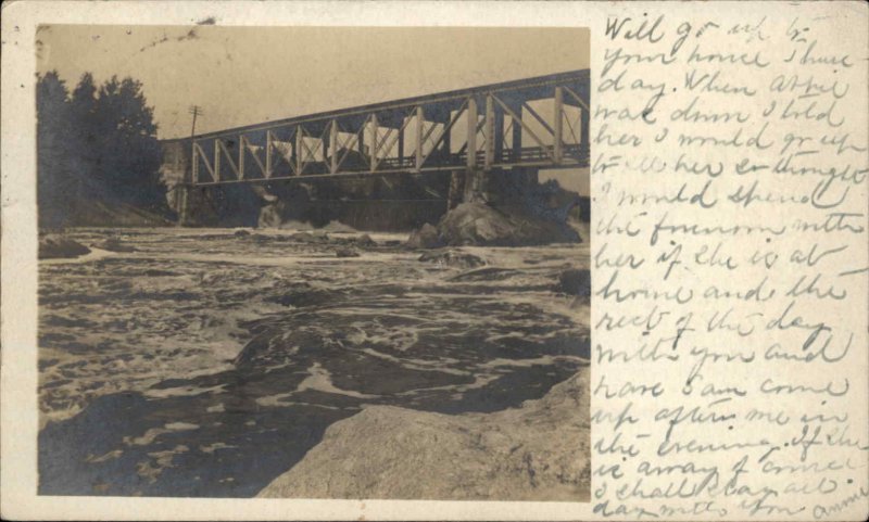Salisbury Massachusetts MA Bridge and Falls Real Photo RPPC Vintage Postcard