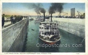 First Boats In Government lock Keokuk, Iowa USA Ferry Boats, Ship Postal Used...