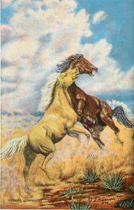 DUDE LARSEN-DESERT CONQUEST-HORSES FIGHTING-T22079