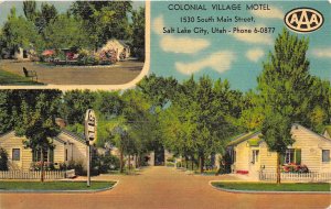 Salt Lake City Utah 1940s Postcard Colonial Village Motel 