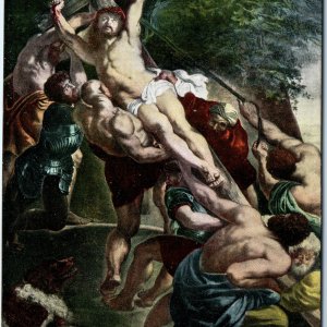 1627 Anvers, Belgium Rubens Painting Raising of Cross Cathedral Crucifixion A359