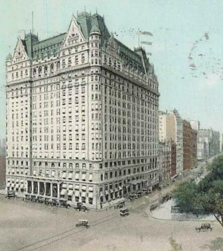 The Plaza And Central Park New York Street Old Cars Birds Eye View Vintage P5 