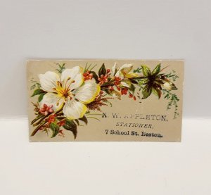 Antique Victorian 1880s NW Appleton Embossed Boston Business Card 2.5 x 1.5 01 