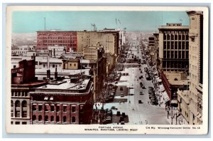 Winnipeg Manitoba Canada Postcard Portage Avenue Looking West c1950's RPPC Photo