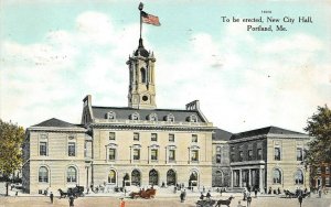 PORTLAND, ME Maine  NEW CITY HALL~To Be Erected~Proposed  WAGONS  1910 Postcard