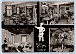 Nuremberg Germany Postcard Riegler Inn Dining c1950's Multiview RPPC Photo