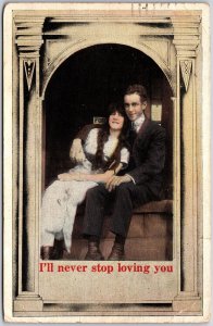 1924 I'll Never Stop Loving You Sweet Couple Romance Posted Postcard