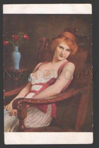 3107545 Semi-NUDE Girl BELLE w/ Red Hair by COURTOIS old SALON