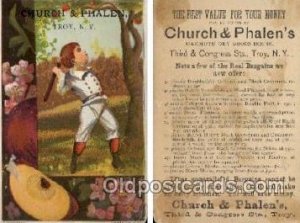approx size inches = 2.75 x 4.25 Church & Phalen's, Troy NY Trade Card Unused...