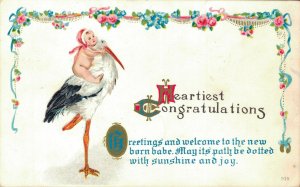 Heartiest Congratulations Greetings and welcome to the newborn Baby -Stork 04.91
