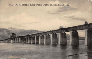 J40/ Sandpoint Idaho Postcard c1910 Lake Pend D'Orielle NP Railroad Bridge 212