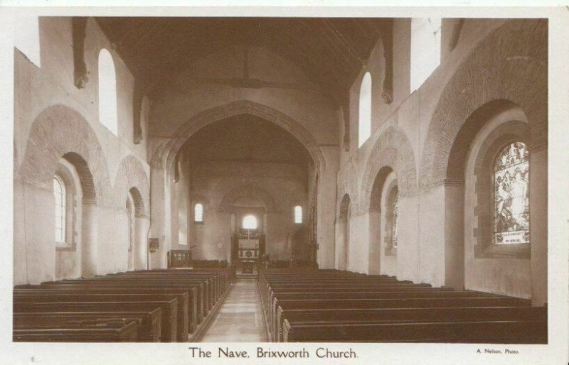 Northamptonshire Postcard - The Nave - Brixworth Church - Ref 2267A