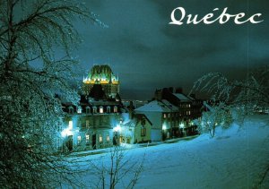 CONTINENTAL SIZE POSTCARD WINTER SCENE AT FRONTENAC QUEBEC CITY CANADA