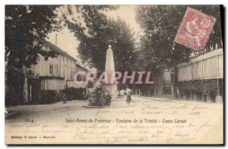 Postcard Old Saint Remy de Provence Fountain Carnot Trinidad Courses