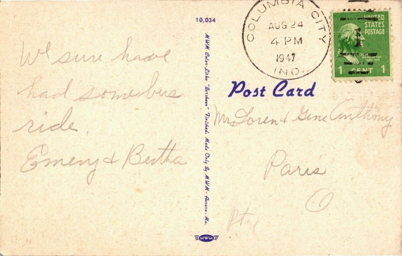 Tri-Lake Fish Hatchery, Columbia City IN c1947 Vintage Linen Postcard L27