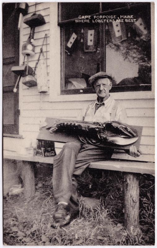 1940s Cape Porpoise ME Where Lobsters Are Best 4 WWII Service Flag RPPC Postcard