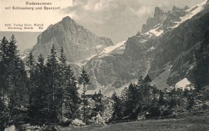 Vintage Postcard 1900's Niedersurenen mif Schlossberg und Spannort Switzerland