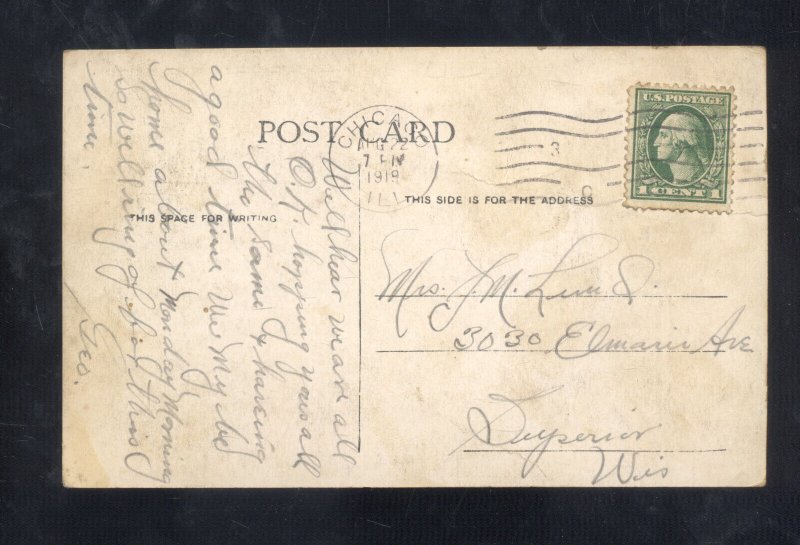 CHICAGO ILLINOIS MUNICIPAL PIER GERMAN SUBMARINE  WWI CAPTURE VINTAGE POSTCARD