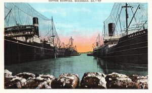 Vintage Postcard Cotton Shipping South Atlantic Seaport Savannah Georgia Coastal