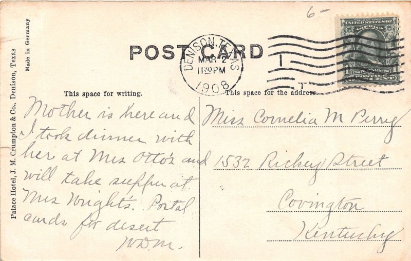 J35/ Denison Texas Postcard c1910 Elks Club Building Fraternity 9