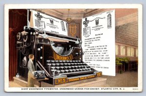J95/ Atlantic City New Jersey Postcard c1910 Giant Underwood Typewriter Pier 464