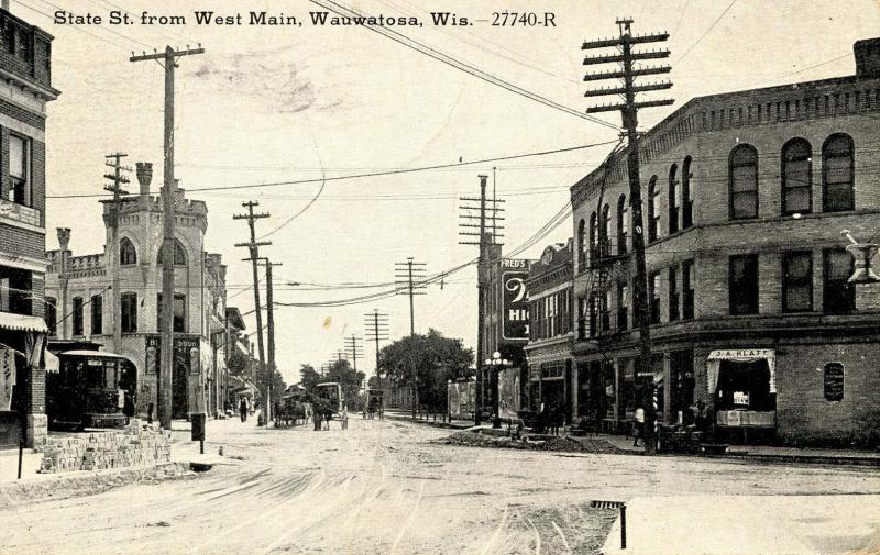 WI - Wauwatosa. State Street from West Main, circa 1900