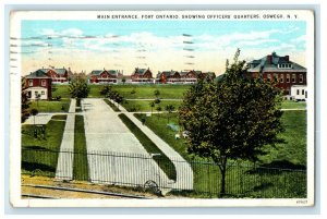 1929 Main Entrance Fort Ontario, Offices Quarters Oswego New York NY Postcard