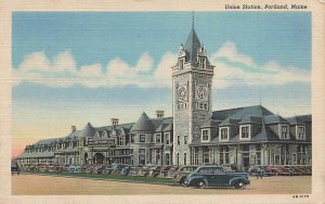 Union Station Portland  Maine Cars Linen Vintage P12