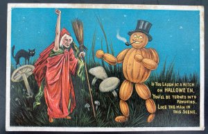 Mint Usa Picture Postcard Cover Laugh At A Witch On Halloween Turn Into Pumpkin