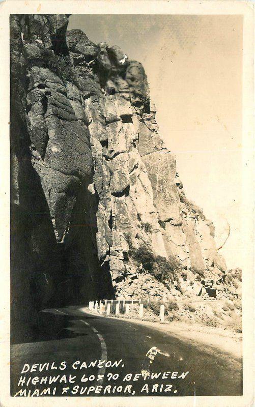 Devil's Canyon 1940s Miami Superior Arizona RPPC Real photo postcard 1762