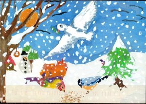 POSTCARD. GERMANY. Drawing Wintermotiv.