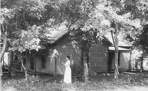 C-1908 Woman outside Parrot on Stick RPPC real photo postcard 8052