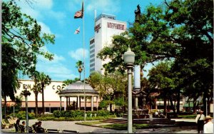 Vtg Jacksonville Florida FL Dowtown Hemming Park 1950s Old Chrome View Postcard
