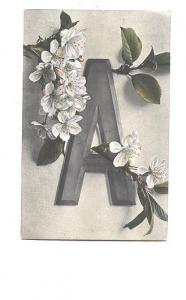 Alphabet Large Letter 'A' with Blossoms