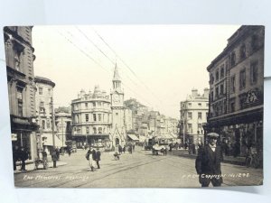 Busy Street Scene Hastings Town Centre War Memorial Vintage Postcard Posted 1920