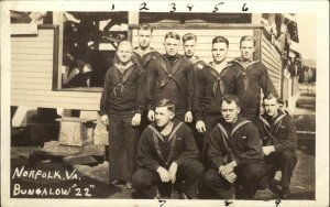 Norfolk VA US Navy Sailors Bungalow 22 c1910 Real Photo Postcard