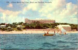 VINTAGE POSTCARD SAILING AT ELBOW BEACH SURF CLUB BEACH PAVILLION BERMUDA 1960s