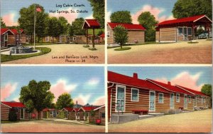 Linen Postcard Log Cabin Courts in Hot Springs, South Dakota~139418