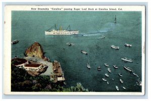 c1910 Steamship Catalina Passing Sugar Loaf Rock at Catalina Island CA Postcard