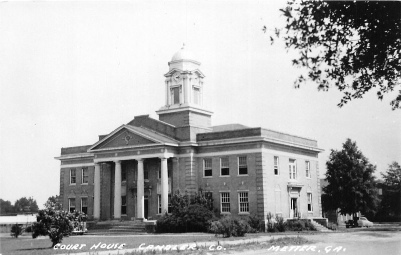 H75/ Metter Candler Georgia RPPC Postcard c50s County Court House 146