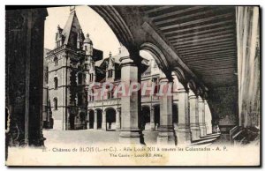 Old Postcard Chareau Blois wing Louis XII through the colonnade