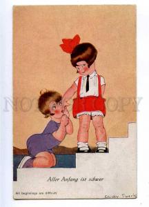 187511 ART DECO Girl KISS by Chicky SPARK vintage colorful PC